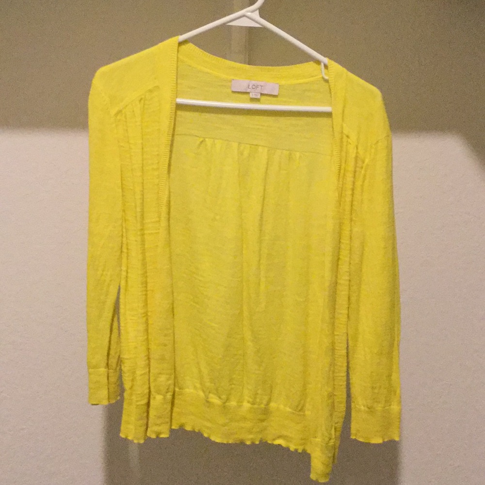LOFT highlighter yellow sweater